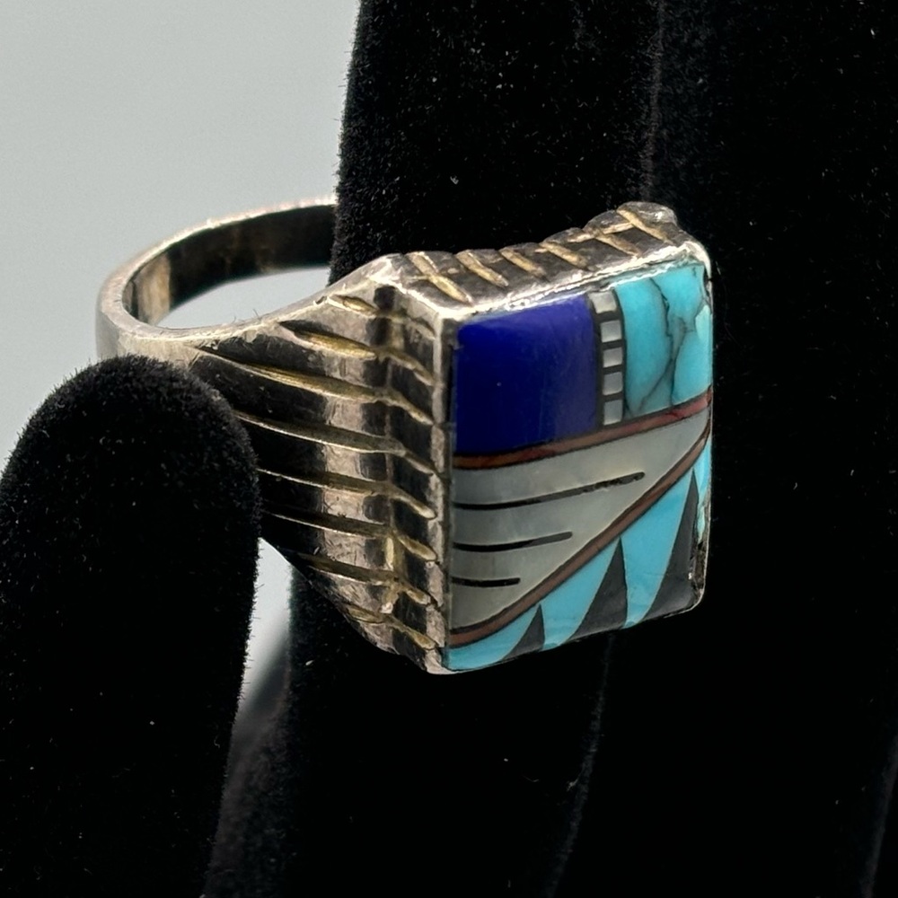 Silver and Turquoise Inlay Ring